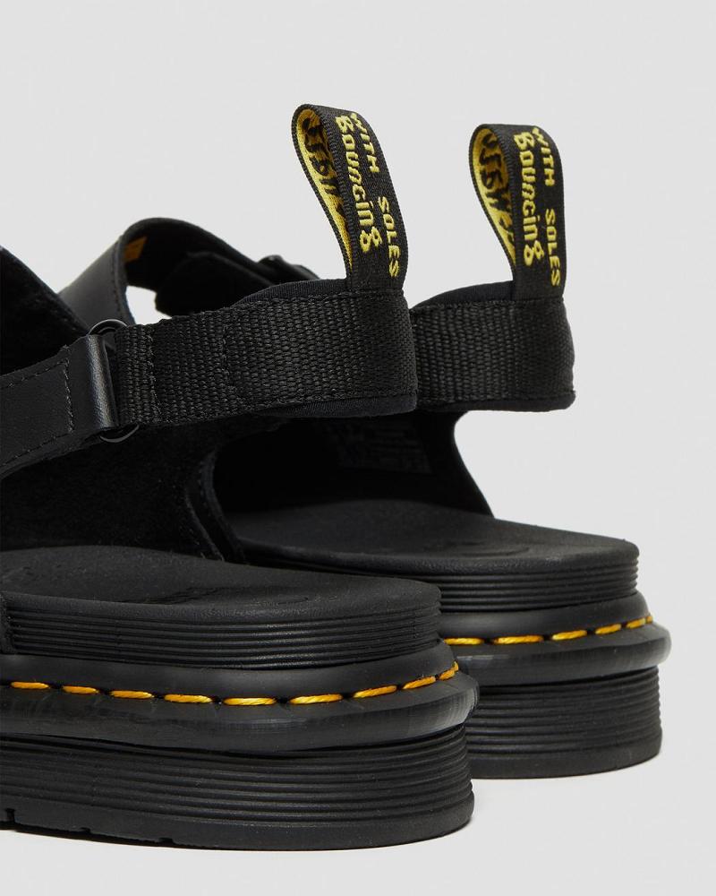 Dr Martens Soloman Men's Leren Sandalen Met Riem Heren Zwart | NL 165RVD